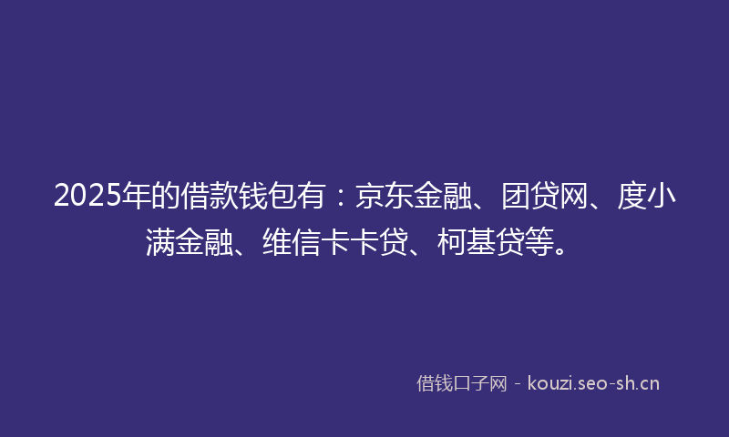 2025年的借款钱包有：京东金融、团贷网、度小满金融、维信卡卡贷、柯基贷等。