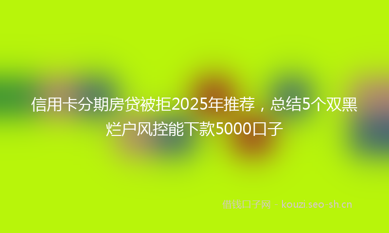 信用卡分期房贷被拒2025年推荐，总结5个双黑烂户风控能下款5000口子