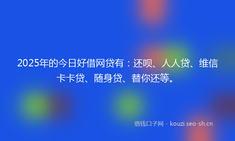 2025年的今日好借网贷有：还呗、人人贷、维信卡卡贷、随身贷、替你还等。