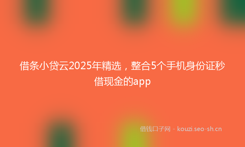 借条小贷云2025年精选，整合5个手机身份证秒借现金的app