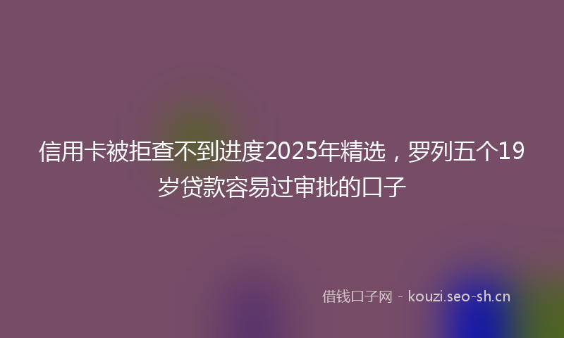 信用卡被拒查不到进度2025年精选，罗列五个19岁贷款容易过审批的口子