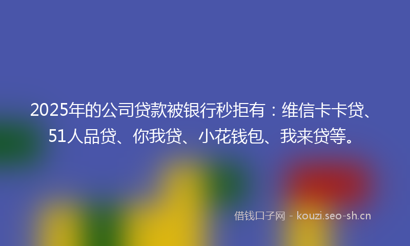 2025年的公司贷款被银行秒拒有：维信卡卡贷、51人品贷、你我贷、小花钱包、我来贷等。