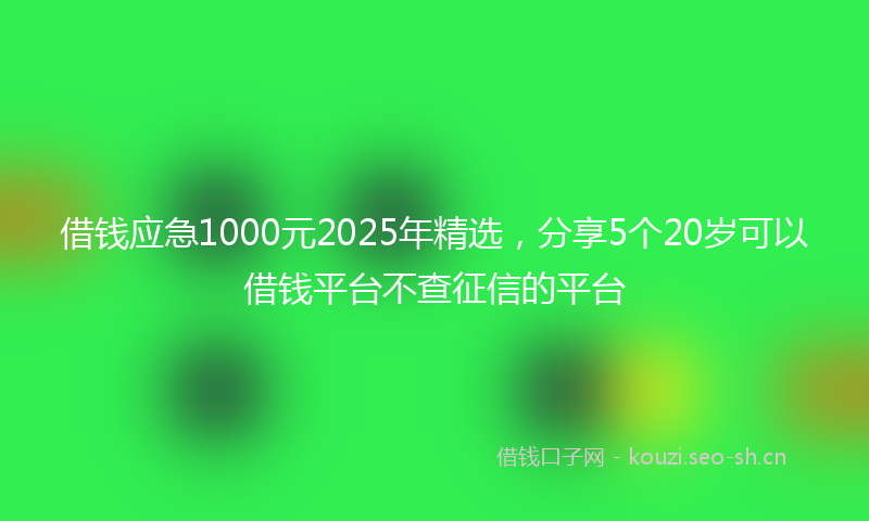 借钱应急1000元2025年精选，分享5个20岁可以借钱平台不查征信的平台