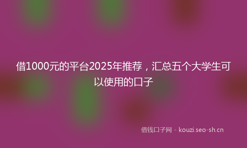 借1000元的平台2025年推荐,汇总五个大学生可以使用的口子
