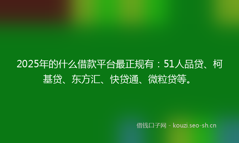 2025年的什么借款平台最正规有：51人品贷、柯基贷、东方汇、快贷通、微粒贷等。