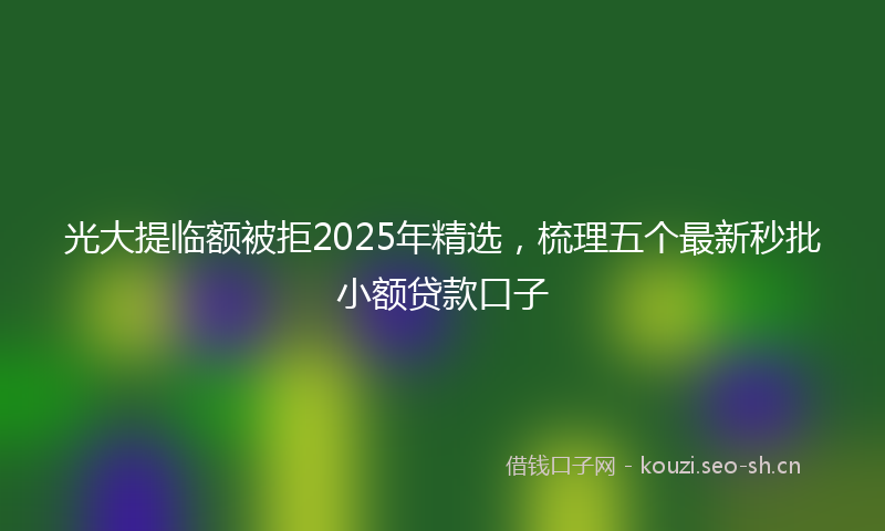 光大提临额被拒2025年精选，梳理五个最新秒批小额贷款口子