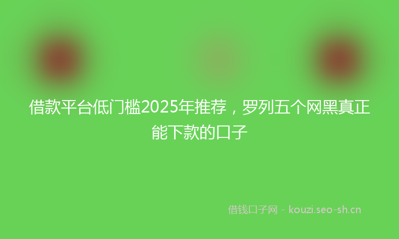 借款平台低门槛2025年推荐，罗列五个网黑真正能下款的口子