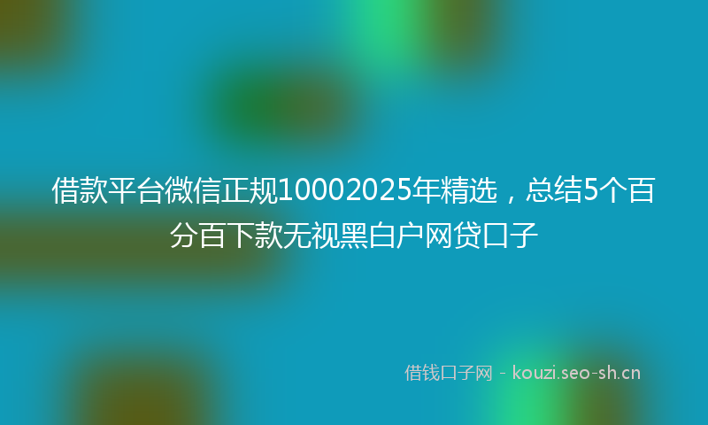 借款平台微信正规10002025年精选，总结5个百分百下款无视黑白户网贷口子