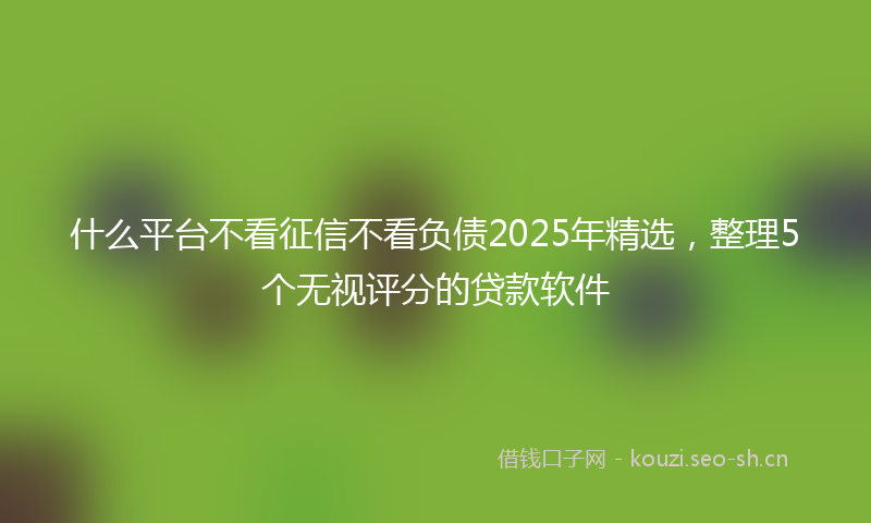 什么平台不看征信不看负债2025年精选，整理5个无视评分的贷款软件