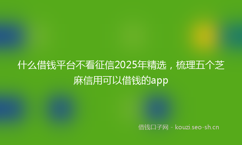 什么借钱平台不看征信2025年精选，梳理五个芝麻信用可以借钱的app