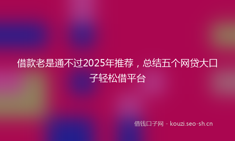借款老是通不过2025年推荐，总结五个网贷大口子轻松借平台