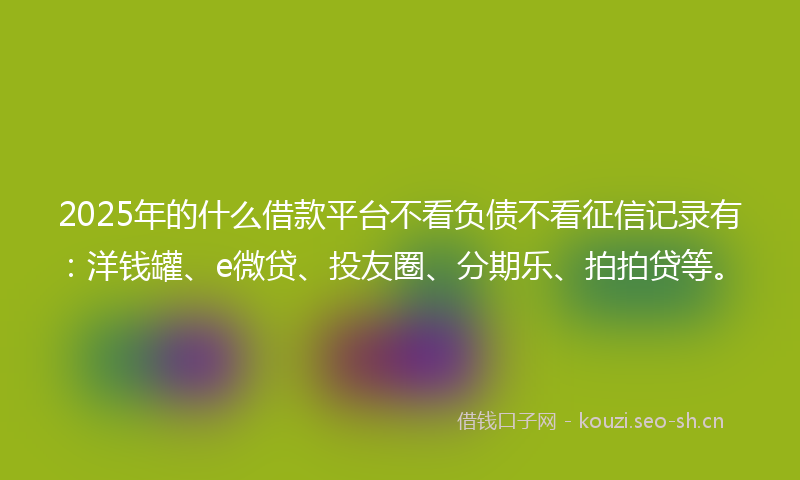 2025年的什么借款平台不看负债不看征信记录有：洋钱罐、e微贷、投友圈、分期乐、拍拍贷等。