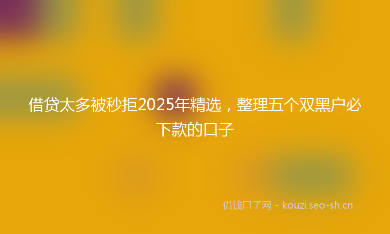 借贷太多被秒拒2025年精选，整理五个双黑户必下款的口子
