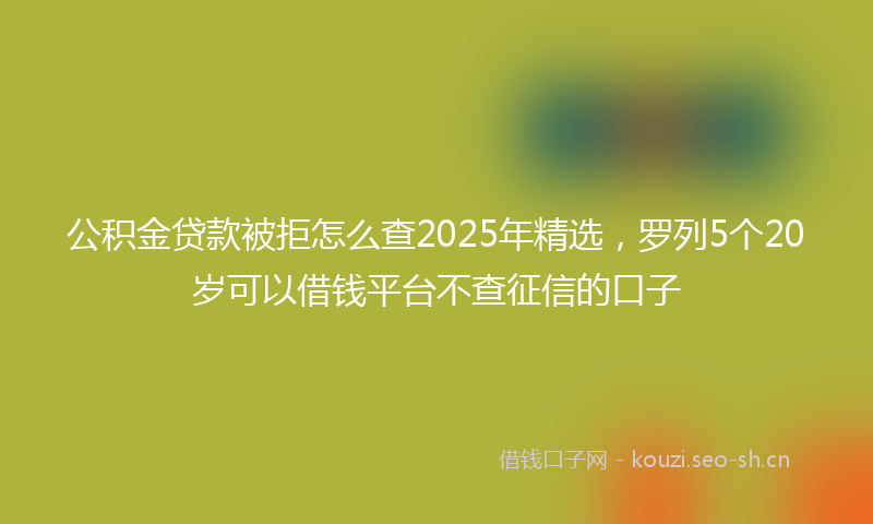 公积金贷款被拒怎么查2025年精选，罗列5个20岁可以借钱平台不查征信的口子
