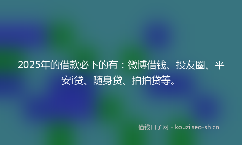 2025年的借款必下的有:微博借钱、投友圈、平安i贷、随身贷、拍拍贷等。