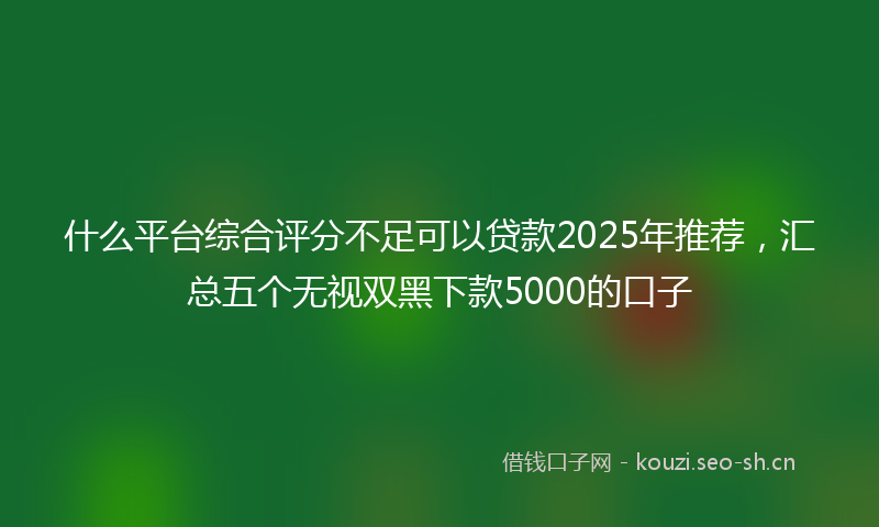什么平台综合评分不足可以贷款2025年推荐，汇总五个无视双黑下款5000的口子