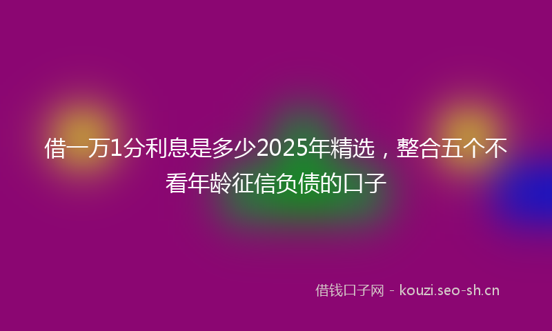 借一万1分利息是多少2025年精选，整合五个不看年龄征信负债的口子