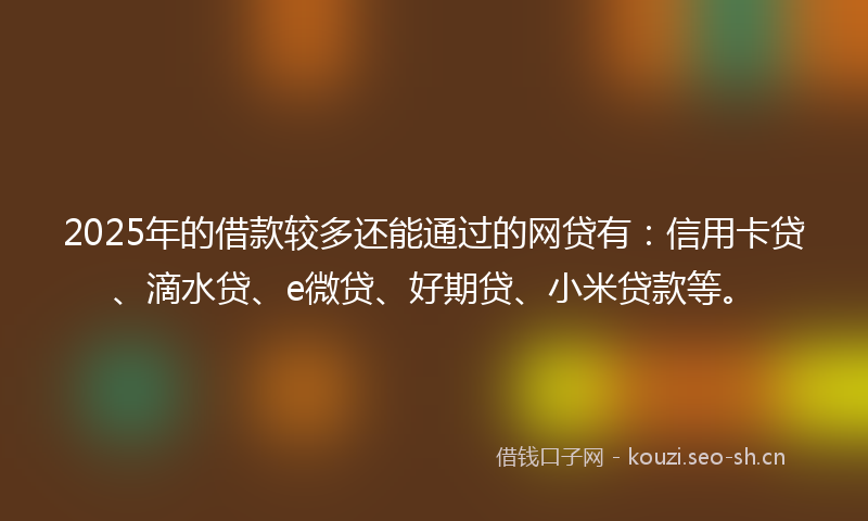 2025年的借款较多还能通过的网贷有：信用卡贷、滴水贷、e微贷、好期贷、小米贷款等。