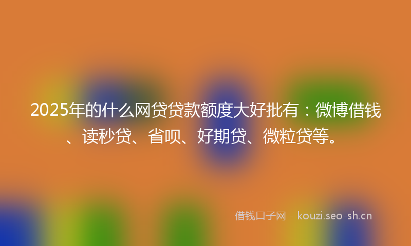 2025年的什么网贷贷款额度大好批有：微博借钱、读秒贷、省呗、好期贷、微粒贷等。