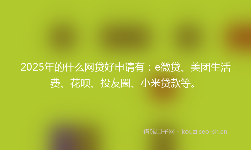 2025年的什么网贷好申请有：e微贷、美团生活费、花呗、投友圈、小米贷款等。