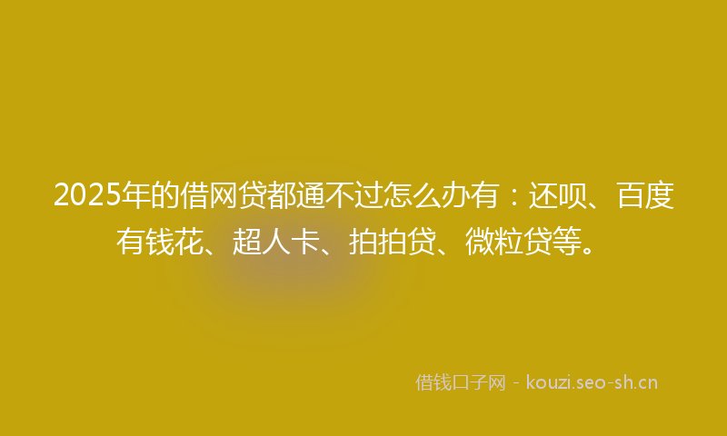 2025年的借网贷都通不过怎么办有：还呗、百度有钱花、超人卡、拍拍贷、微粒贷等。
