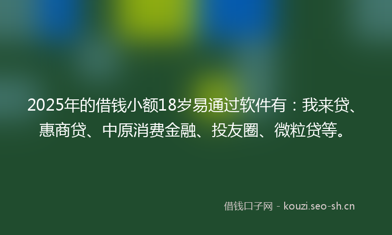 2025年的借钱小额18岁易通过软件有：我来贷、惠商贷、中原消费金融、投友圈、微粒贷等。
