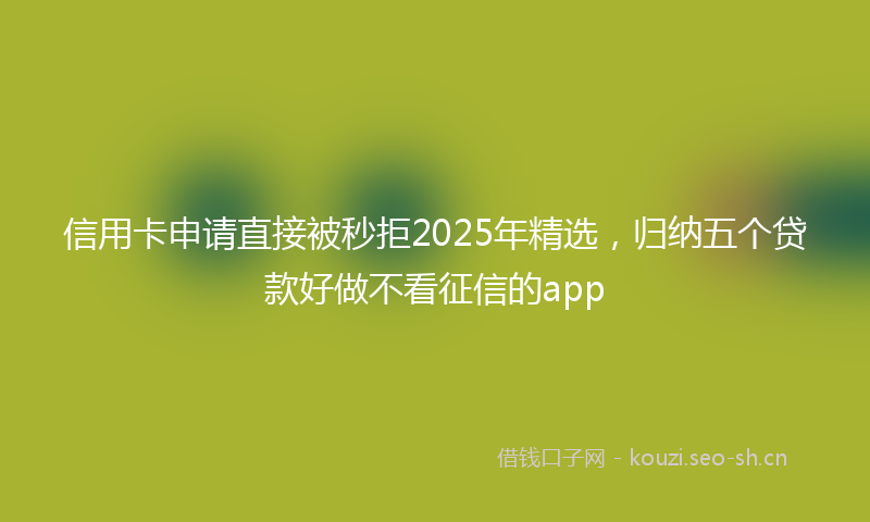 信用卡申请直接被秒拒2025年精选，归纳五个贷款好做不看征信的app