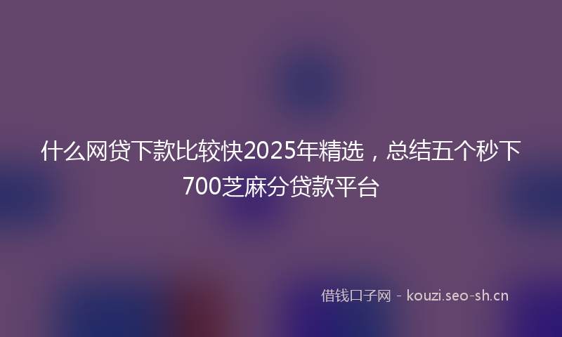 什么网贷下款比较快2025年精选，总结五个秒下700芝麻分贷款平台