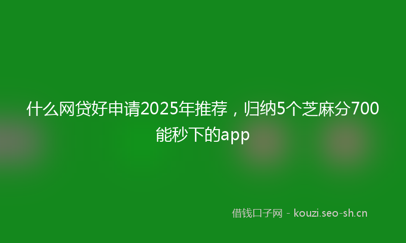 什么网贷好申请2025年推荐，归纳5个芝麻分700能秒下的app