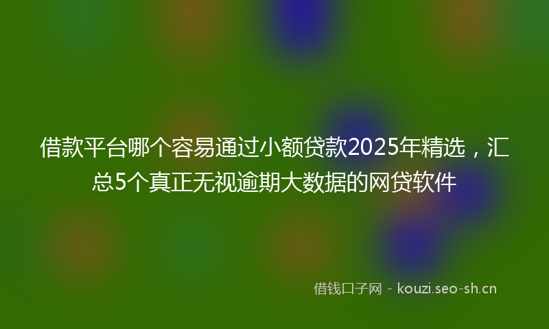 借款平台哪个容易通过小额贷款2025年精选，汇总5个真正无视逾期大数据的网贷软件
