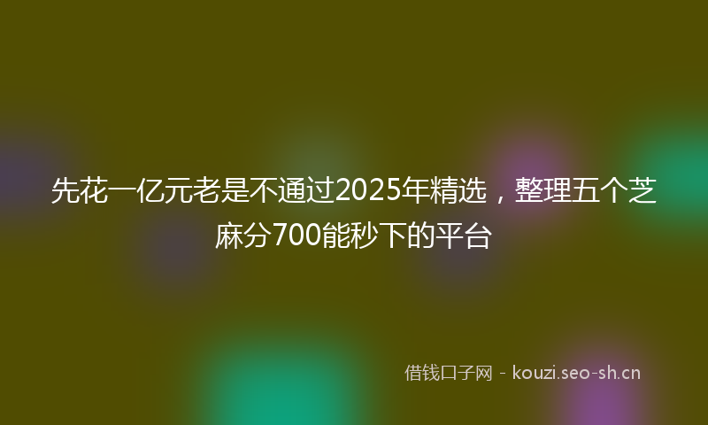 先花一亿元老是不通过2025年精选，整理五个芝麻分700能秒下的平台