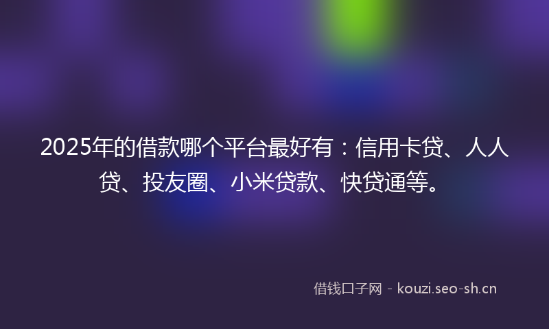 2025年的借款哪个平台最好有：信用卡贷、人人贷、投友圈、小米贷款、快贷通等。