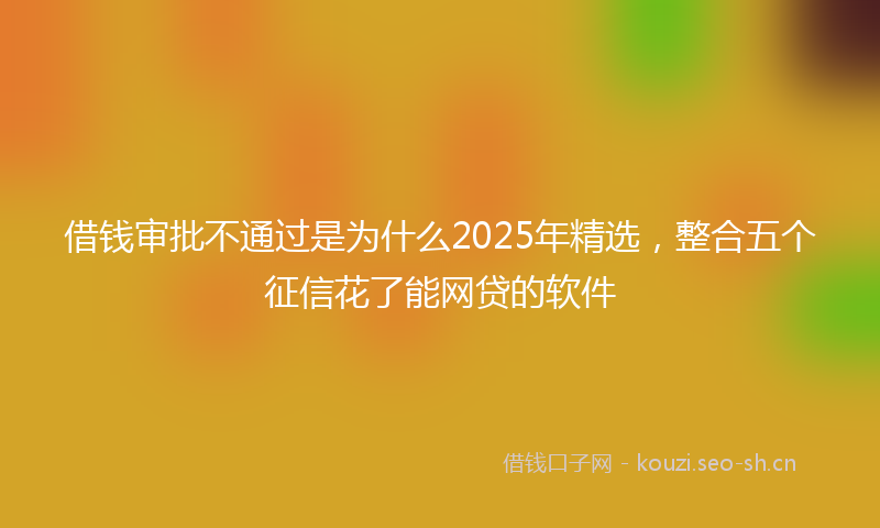 借钱审批不通过是为什么2025年精选，整合五个征信花了能网贷的软件