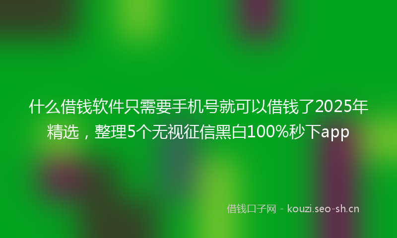什么借钱软件只需要手机号就可以借钱了2025年精选，整理5个无视征信黑白100%秒下app