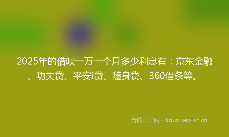 2025年的借呗一万一个月多少利息有：京东金融、功夫贷、平安i贷、随身贷、360借条等。