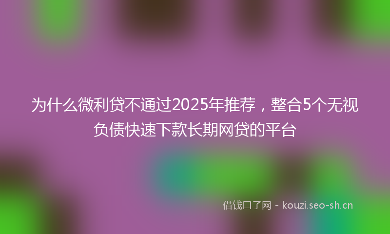 为什么微利贷不通过2025年推荐，整合5个无视负债快速下款长期网贷的平台
