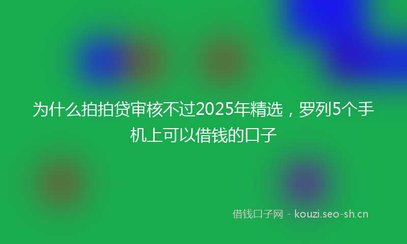 为什么拍拍贷审核不过2025年精选，罗列5个手机上可以借钱的口子