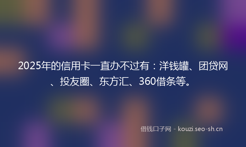 2025年的信用卡一直办不过有：洋钱罐、团贷网、投友圈、东方汇、360借条等。
