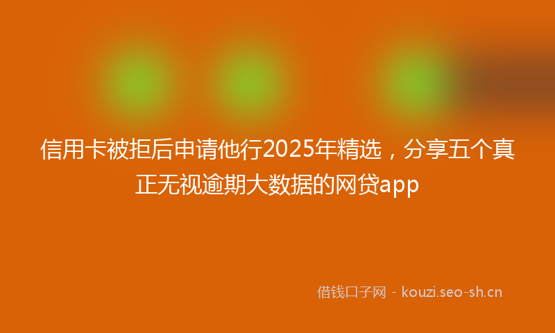 信用卡被拒后申请他行2025年精选，分享五个真正无视逾期大数据的网贷app