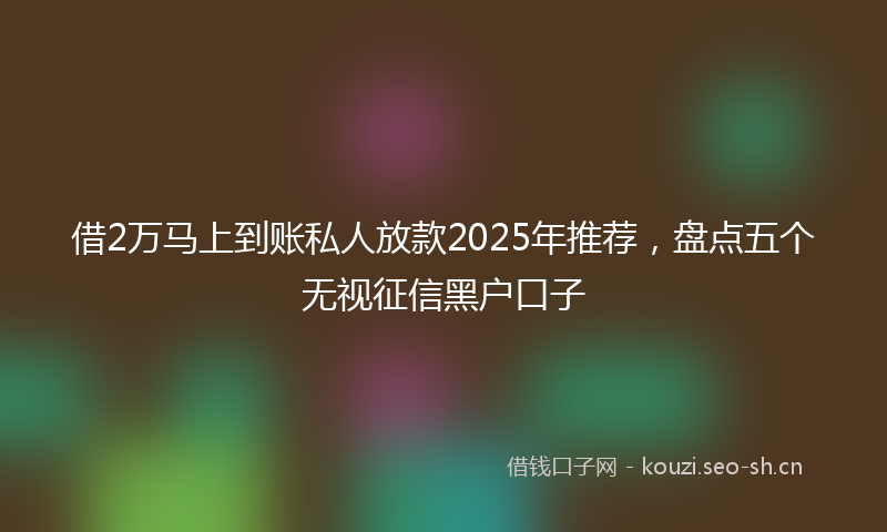 借2万马上到账私人放款2025年推荐，盘点五个无视征信黑户口子