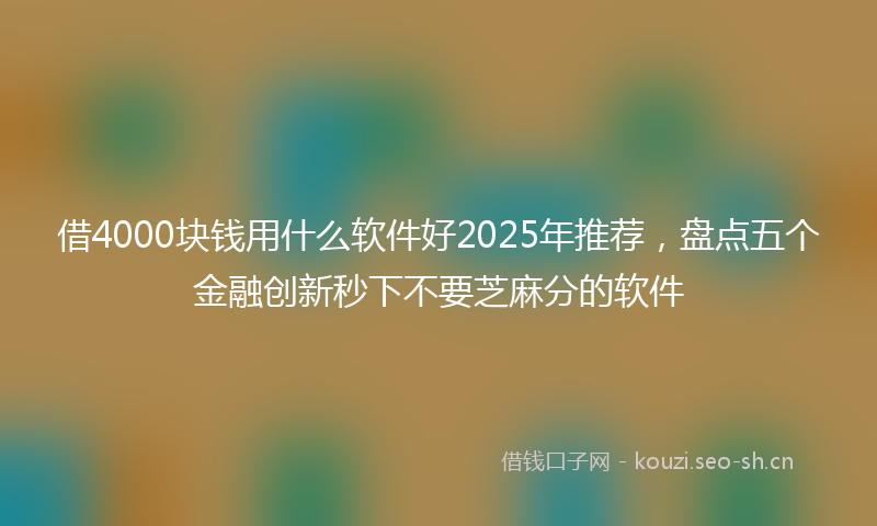 借4000块钱用什么软件好2025年推荐，盘点五个金融创新秒下不要芝麻分的软件