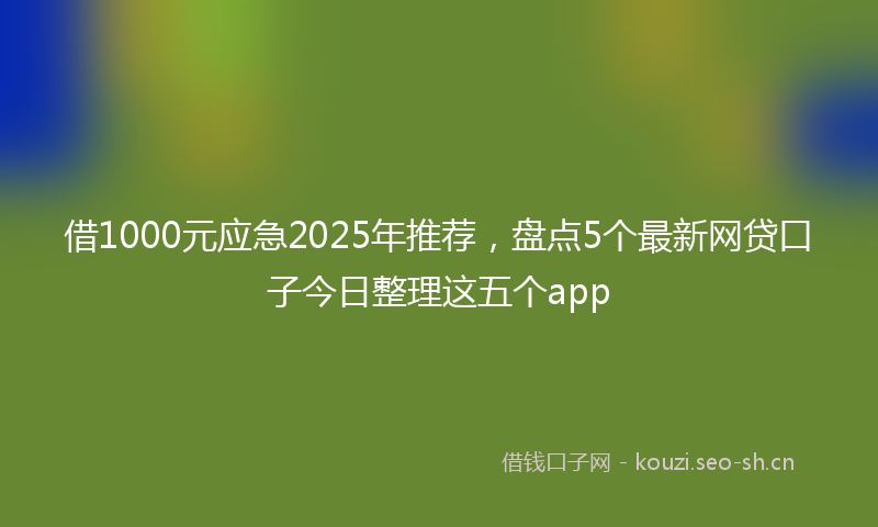 借1000元应急2025年推荐，盘点5个最新网贷口子今日整理这五个app