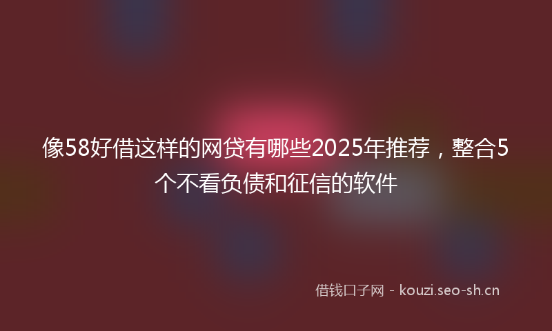 像58好借这样的网贷有哪些2025年推荐，整合5个不看负债和征信的软件