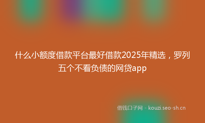 什么小额度借款平台最好借款2025年精选，罗列五个不看负债的网贷app