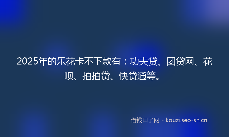 2025年的乐花卡不下款有：功夫贷、团贷网、花呗、拍拍贷、快贷通等。