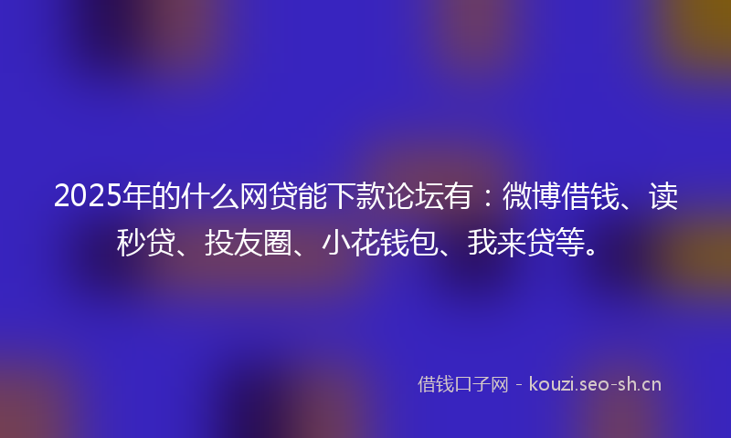2025年的什么网贷能下款论坛有：微博借钱、读秒贷、投友圈、小花钱包、我来贷等。