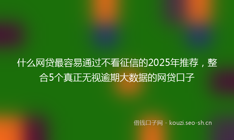 什么网贷最容易通过不看征信的2025年推荐，整合5个真正无视逾期大数据的网贷口子