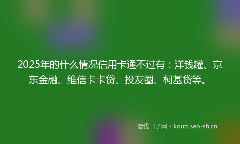 2025年的什么情况信用卡通不过有：洋钱罐、京东金融、维信卡卡贷、投友圈、柯基贷等。
