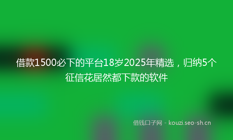 借款1500必下的平台18岁2025年精选，归纳5个征信花居然都下款的软件
