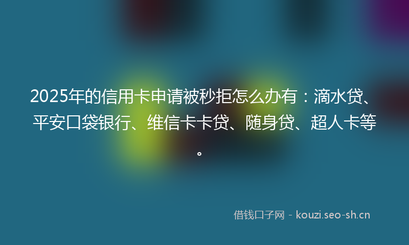 2025年的信用卡申请被秒拒怎么办有：滴水贷、平安口袋银行、维信卡卡贷、随身贷、超人卡等。